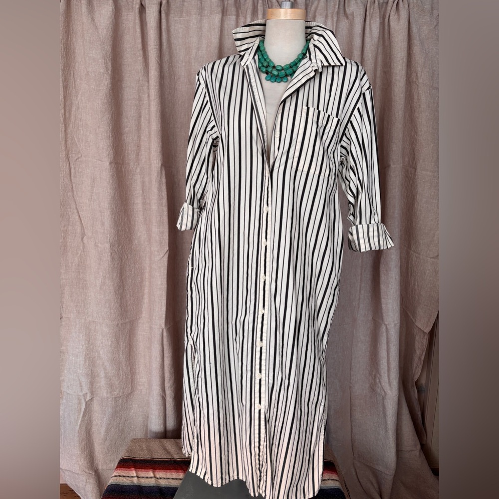 Old Navy Black and White Striped Shirtdress
